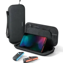 Belkin Gaming Tasche für Nintendo Switch – Hartschalen-Case mit Fächern für AirTag und Game-Karten – Anthrazit