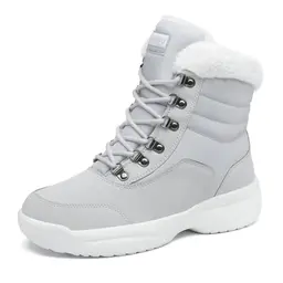 DANNTO Winterstiefel Damen Gefütterte Winterschuhe für Frauen (hellgrau, 42)