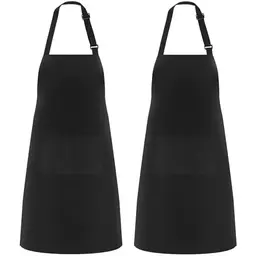 Bafiwu Kochschürze für Damen und Herren, 2 Taschen, verstellbare Bänder, für Küche und Haushalt (Schwarz)