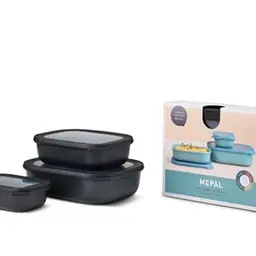 Mepal Cirqula Multischale 3-teiliges Set - Vorratsdosen mit Deckel - 500, 1000 & 2000 ml - Nordic Black