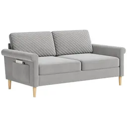 Vesgantti Samt 2-Sitzer Sofa mit 2 Kissen und Armlehnen, stilvolles Doppelsofa für Wohnzimmer und Büro, 164 cm
