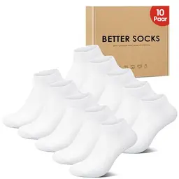IceReco Damen Sneaker Socken 10 Paar, Kurz, Baumwolle, Atmungsaktiv, Sommer, Sportsocken, Halbsocken, Weiß (35-38)