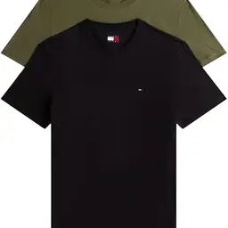 Tommy Jeans Herren T-Shirt 2er Pack, Schwarz/Dunkelgrün, Größe S