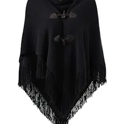 Ferand Damen Poncho Cape Schal für Herbst und Winter - Schwarz - One Size