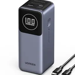 UGREEN Nexode Power Bank 12000mAh 100W mit 2 Ports und digitalem Display - kompatibel mit iPhone 14/15/16 Pro Max, Galaxy S24 Ultra und iPad