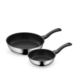 WMF Devil Pfannenset Induktion 2-teilig – Edelstahl Cromargan, antihaftbeschichtet, spülmaschinenfest, backofenfest, hitzebeständig und kratzfest