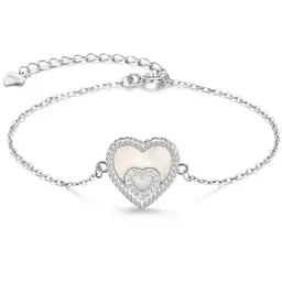 JANDY SHINE Herz Armband Silber mit Perlmutt Herz Anhänger – Ideal für Weihnachten, Geburtstage und Valentinstag