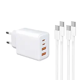 USB-C Ladegerät mit 4 Ports und 1,2m/2m Kabel, 40W Schnellladung für iPhone, Galaxy, iPad und Handys