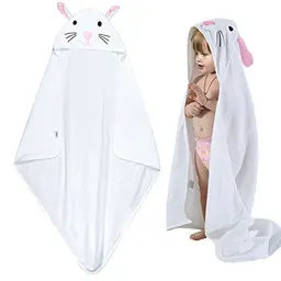 FLYISH DIRECT Badeponcho mit Kapuze für Babys, 100% Baumwolle, 70x70 cm