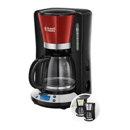 Russell Hobbs Farben+ Kaffeemaschine Rot mit digitalem Timer, für 1-10 Tassen, 1,25l Glaskanne