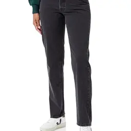 Jack&Jones Damen JXSEOUL Straight Jeans, Black Denim, Größe 25W / 30L