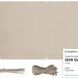Sekey Balkon Sichtschutz, blickdicht, wetterfest, 90 x 500 cm, Taupe, mit Ösen, Kabelbinder und Kordel