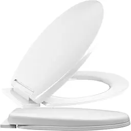 Retoo Toilettendeckel mit Absenkautomatik, antibakteriell, oval, weiß, Quick-Release, einfache Montage & Reinigung