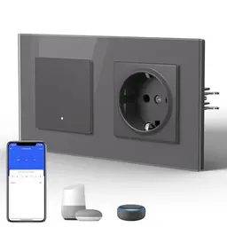 BSEED WLAN Unterputz Lichtschalter 1 Fach, kompatibel mit Alexa/Google, Grau