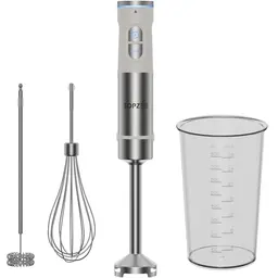 TOPZEE 4-in-1 Pürierstab, 1200W Elektromixer für Babynahrung, Suppen, Smoothies und Saucen, Schwarz