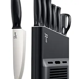 7-teiliges Messerset mit Messerblock - Kochmesser, Schere und Zubehör für Fleisch, Gemüse und Obst