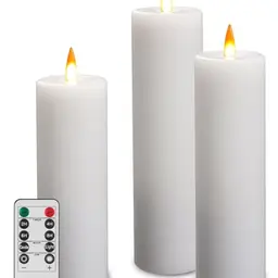 LED-Kerzen mit Fernbedienung – 3er-Set aus echtem Wachs
