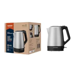 Grundig WK 4420 L Wasserkocher, 1,7 l, 2.200 W, Edelstahl/Schwarz, automatische Abschaltung