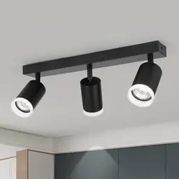 FORCOSO Schwenkbarer Deckenstrahler 3-flammig Schwarz für Wohnzimmer, Schlafzimmer und Küche