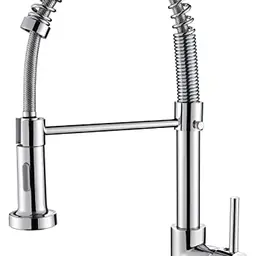 Cobbe Küchenarmatur mit Pull-Down Sprüher, 360° drehbar, 2 Sprühfunktionen, Hochdruck (Chrom)