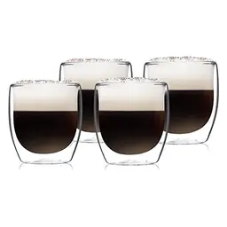 GLASWERK Latte Macchiato Gläser doppelwandig (4 x 250 ml) - Spülmaschinengeeignet Kaffeebecher Set