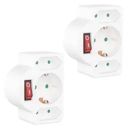 Benon 2er Set Mehrfachstecker mit Schalter, Kindersicherung, 3-fach, weiß
