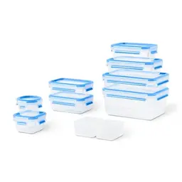 Emsa Clip & Close Frischhaltedosenset 9-teilig | 100% dicht & hygienisch | BPA-frei | Blau