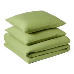 Amazon Basics Bettwäsche 200x200 cm, 3-teilig, Vorgewaschene Mikrofaser, Bügelfrei, Grün
