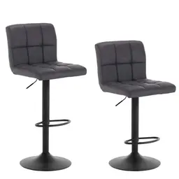 WOLTU Barhocker 2er Set Höhenverstellbar, Drehstühle mit Rückenlehne, Anthrazit