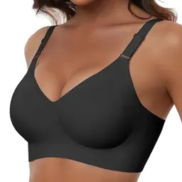 HORISUN Bequemer nahtloser BH mit Vollabdeckung für Damen, kabelloser Push-Up mit weicher Unterstützung, in normalen und großen Größen (Schwarz L)