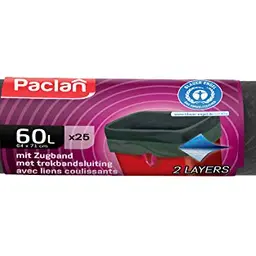 Paclan Zugbandsäcke 25 x 60L, Blau, Grün/Grau
