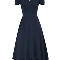 Damen High-Low Faltenrock Abendkleid Elegant V-Ausschnitt Spaghettiträger XL Navy Blau