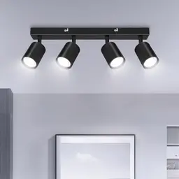 Ketom LED Deckenstrahler Schwarz, 4-flammige schwenkbare Deckenlampe für Küche und Wohnzimmer
