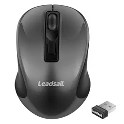 LeadsaiL Kabellose Maus - 1600 DPI, 4 Tasten, Leises Klicken, 15 Monate Akkulaufzeit - Grau