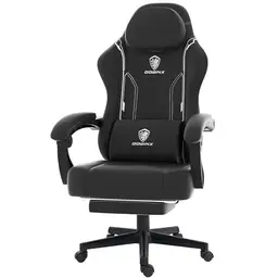 Dowinx Gaming Stuhl, Ergonomischer PC-Stuhl mit Lendenwirbelstütze, Schwarz, bis 150 kg belastbar