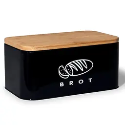 Theo&Cleo Brotkasten aus ökologischem Bambus - Retro Metall, 30 x 18 x 14 cm, hält Brot frisch
