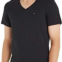 Tommy Jeans Herren V-Neck T-Shirt Kurzarm, Schwarz, Größe XL