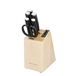 KitchenAid Messerblock-Set, 5 Messer, Schere und Schärfer, schwarze Griffe
