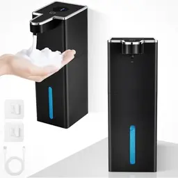 2er Set Automatische Wandseifenspender 440ml - Berührungslos, USB Wiederaufladbar für Küche, Bad, Schule, Hotel (Schwarz)