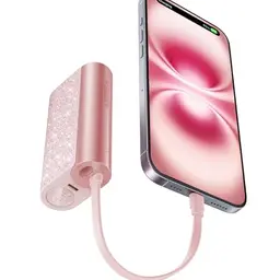 VEGER 10000mAh Power Bank – Kompakt & Leistungsstark, mit integriertem Apple auf USB-C Kabel, kompatibel mit iPhone, Samsung und mehr (Rosa)