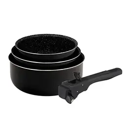 BERGNER Click & Cook Kochtopf Set 3-teilig 16, 18 & 20 cm aus Aluminium mit ergonomischem Griff für alle Herdarten