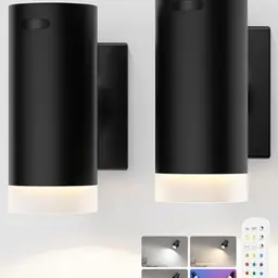 LABOREDUCER LED Wandleuchte, kabellos, batteriebetrieben, 3 Farbtemperaturen + RGB, 360° drehbar, 2 Stück