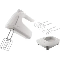 AEG Handmixer mit 5 Geschwindigkeitsstufen und Turbo-Funktion, inkl. 2 Rührbesen und 2 Knethaken, 500 Watt, weiß