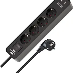 Brennenstuhl Ecolor 4-Fach Steckdosenleiste mit USB und Schalter, 1,5m Kabel, schwarz