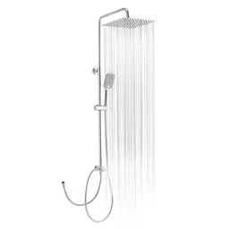 OFFO Regendusche eckig 30x30 cm, chrom, höhenverstellbar mit 1,6 m Twist-Free Duschschlauch