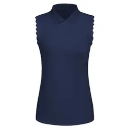 Jack Smith Damen Fitness Poloshirt Ärmellos, Leichtes Sport- und Golf-Shirt, Dunkelblau, Größe M
