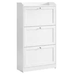 VASAGLE Schuhschrank mit 3 Klappen, für bis zu 18 Paar Schuhe, wolkenweiß, 24 x 60 x 108 cm