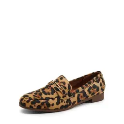 DREAM PAIRS Damen Slipper, bequem, modisch, Leopard Wildleder, Größe 39.5 EU