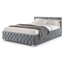 Juskys Polsterbett Nizza 140x200 cm mit Stauraum und LED Beleuchtung - Grau