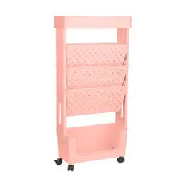 XIHIRCD Rollender Bücherregalwagen mit Rädern für Büro und Zuhause (Rosa)
